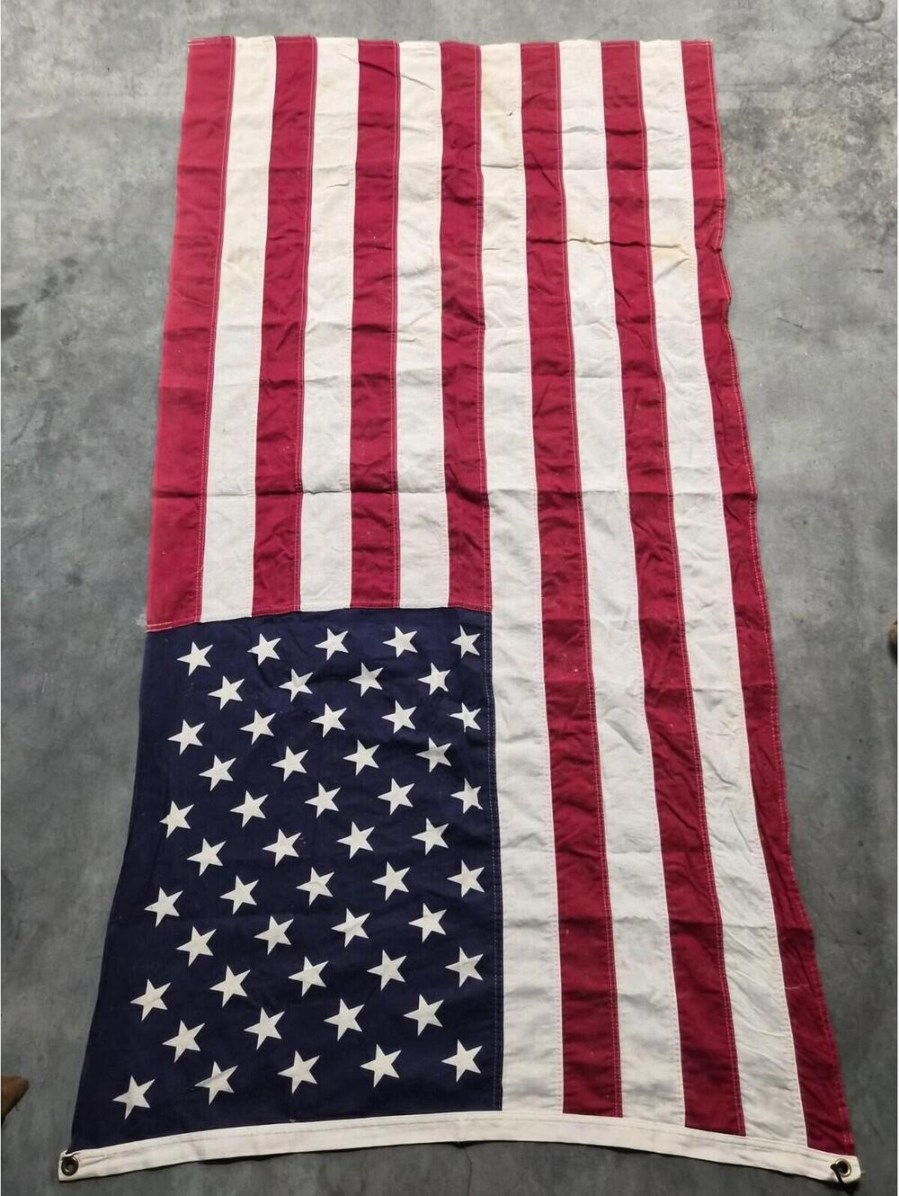 Vintage 56x30 48 Star American Flag Stains